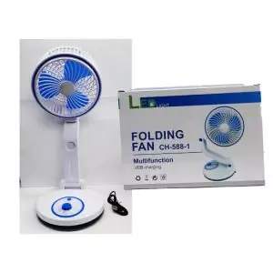 Adjustable rechargeable folding fan with led light