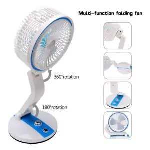 Adjustable rechargeable folding fan with led light